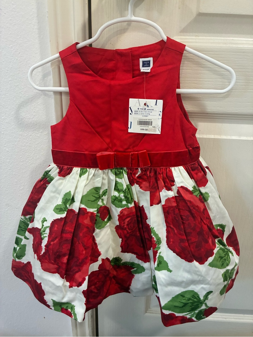 Janie and Jack Red Rose Dress New 6-12 month